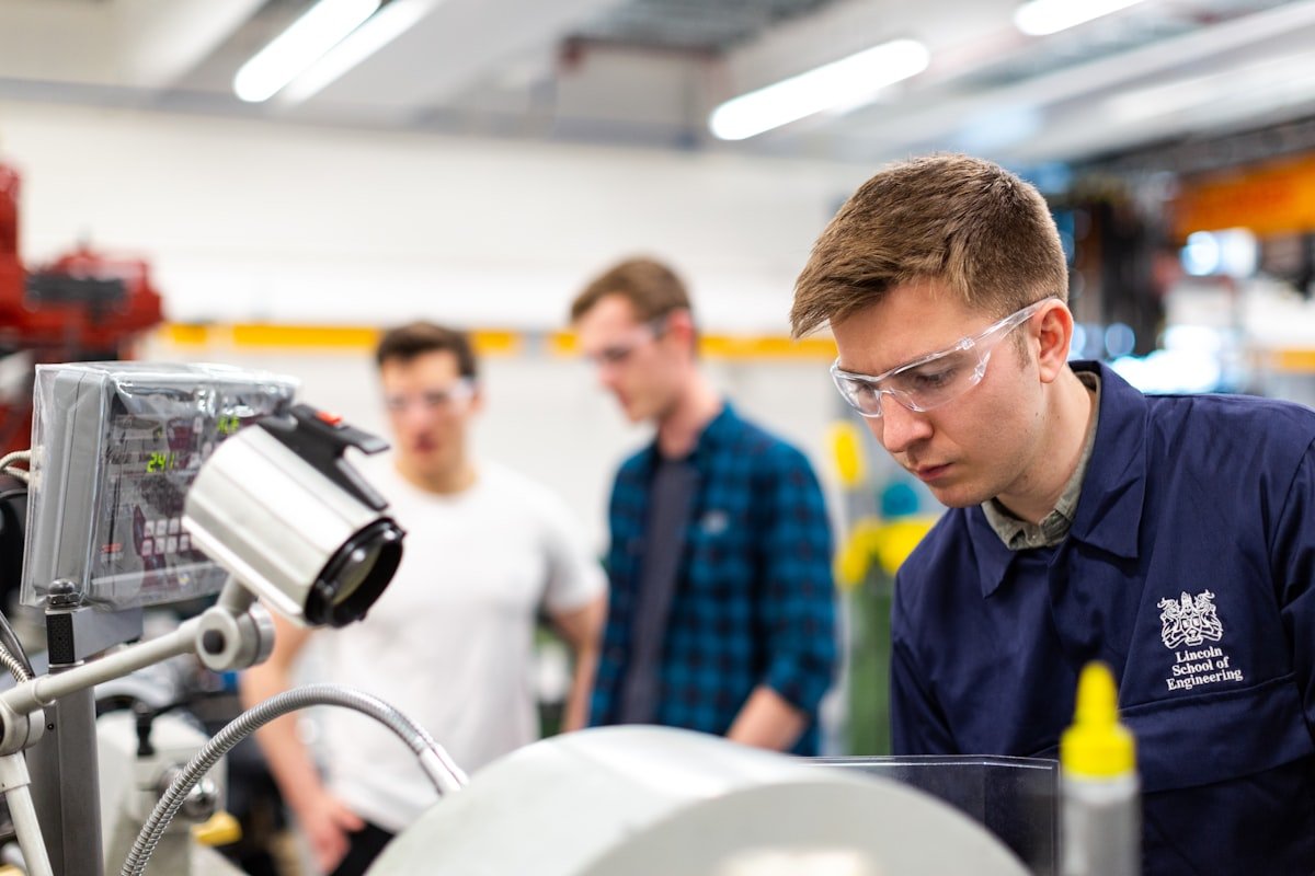 Technician working on industrial equipment
